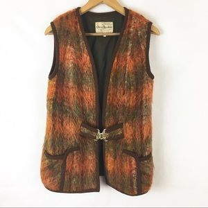 Vintage 60s 70s Fuzzy Orange 100% Wool Vest